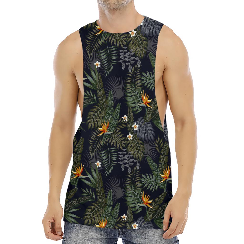Night Tropical Hawaii Pattern Print Men's Muscle Tank Top