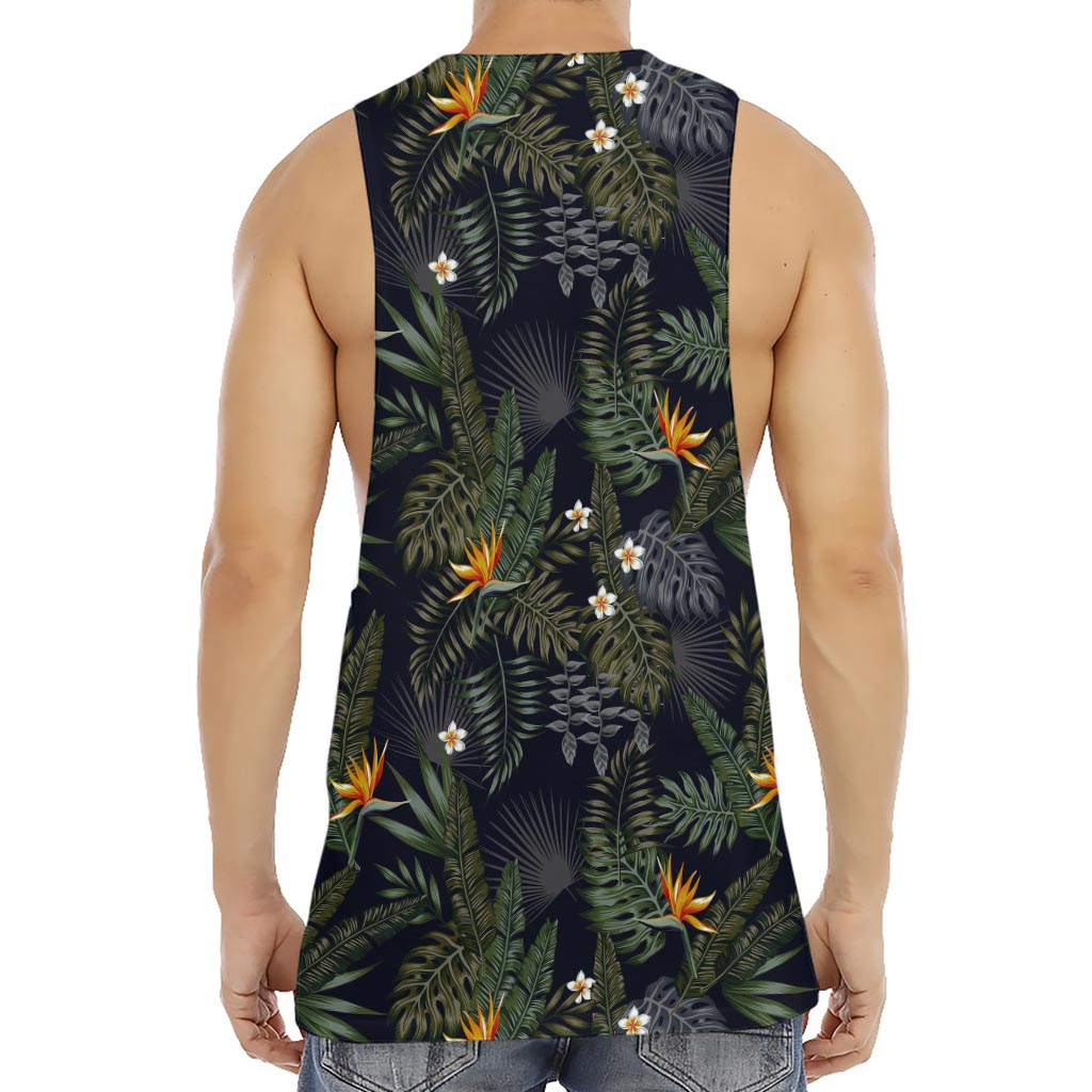 Night Tropical Hawaii Pattern Print Men's Muscle Tank Top