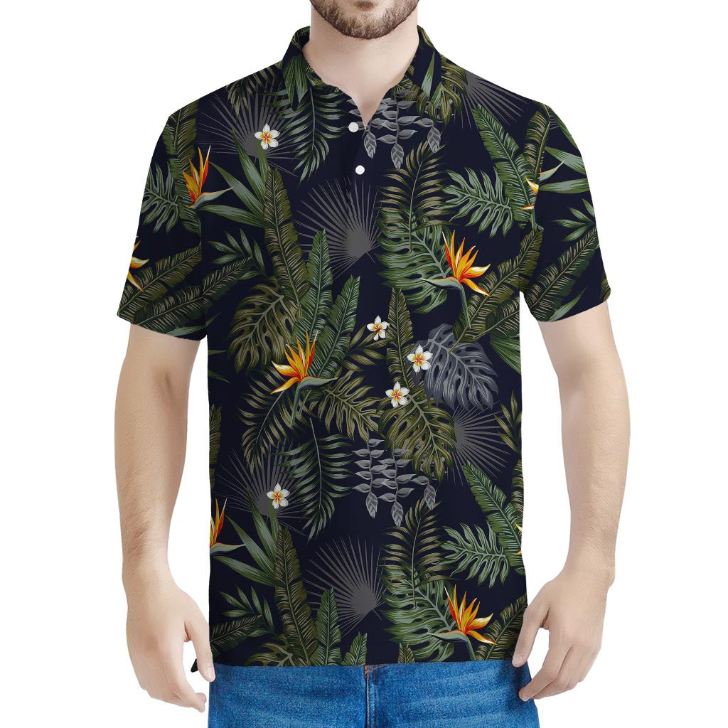 Night Tropical Hawaii Pattern Print Men's Polo Shirt