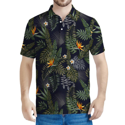 Night Tropical Hawaii Pattern Print Men's Polo Shirt