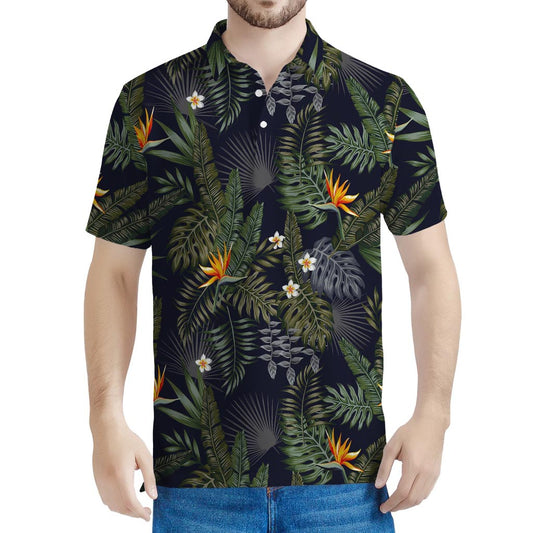 Night Tropical Hawaii Pattern Print Men's Polo Shirt