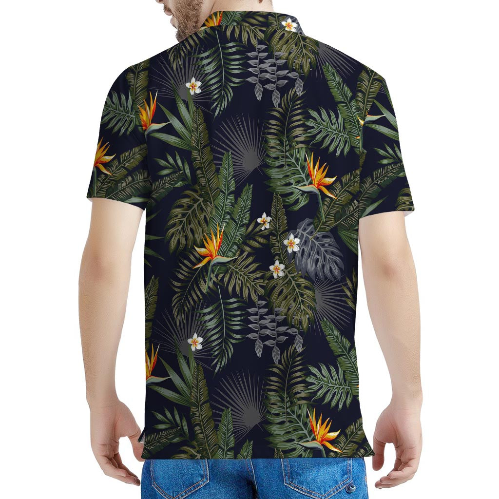 Night Tropical Hawaii Pattern Print Men's Polo Shirt