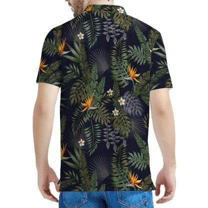 Night Tropical Hawaii Pattern Print Men's Polo Shirt