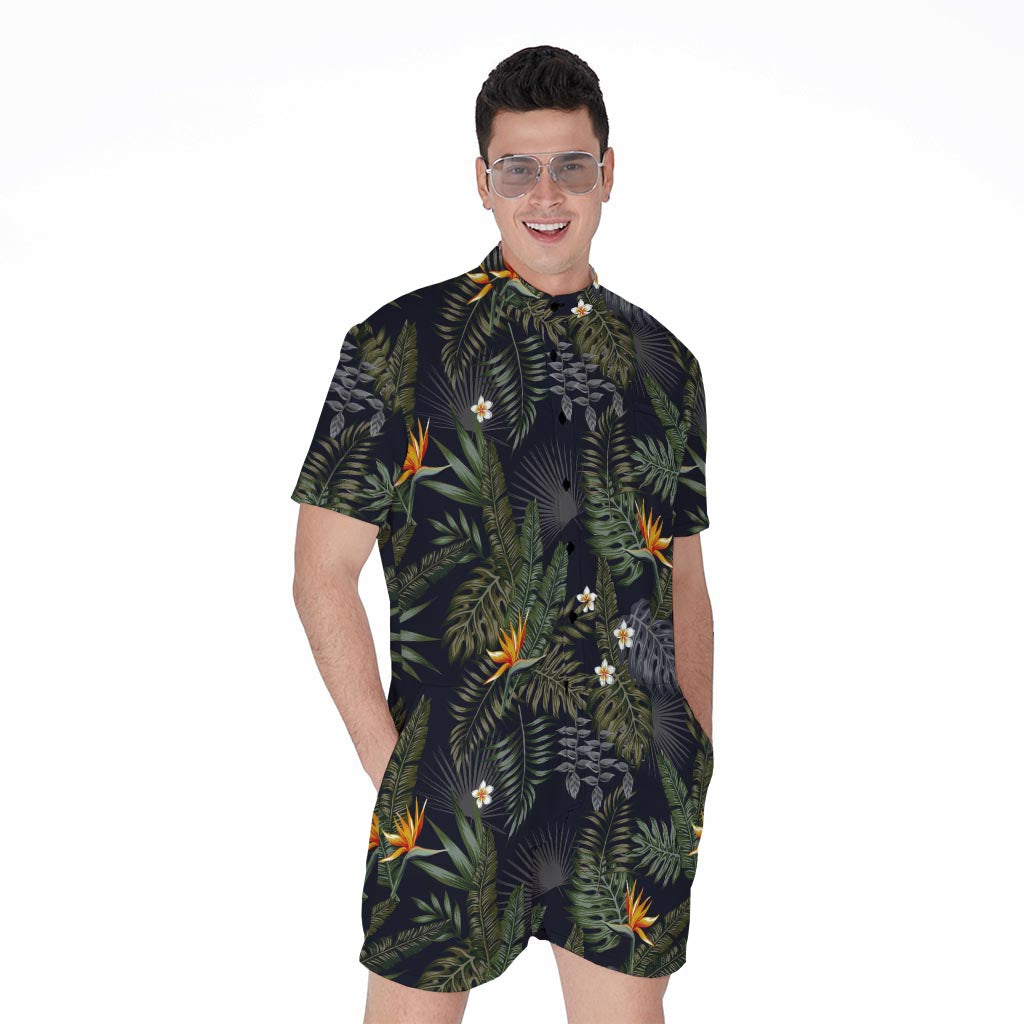 Night Tropical Hawaii Pattern Print Men's Rompers