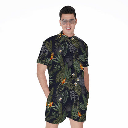 Night Tropical Hawaii Pattern Print Men's Rompers