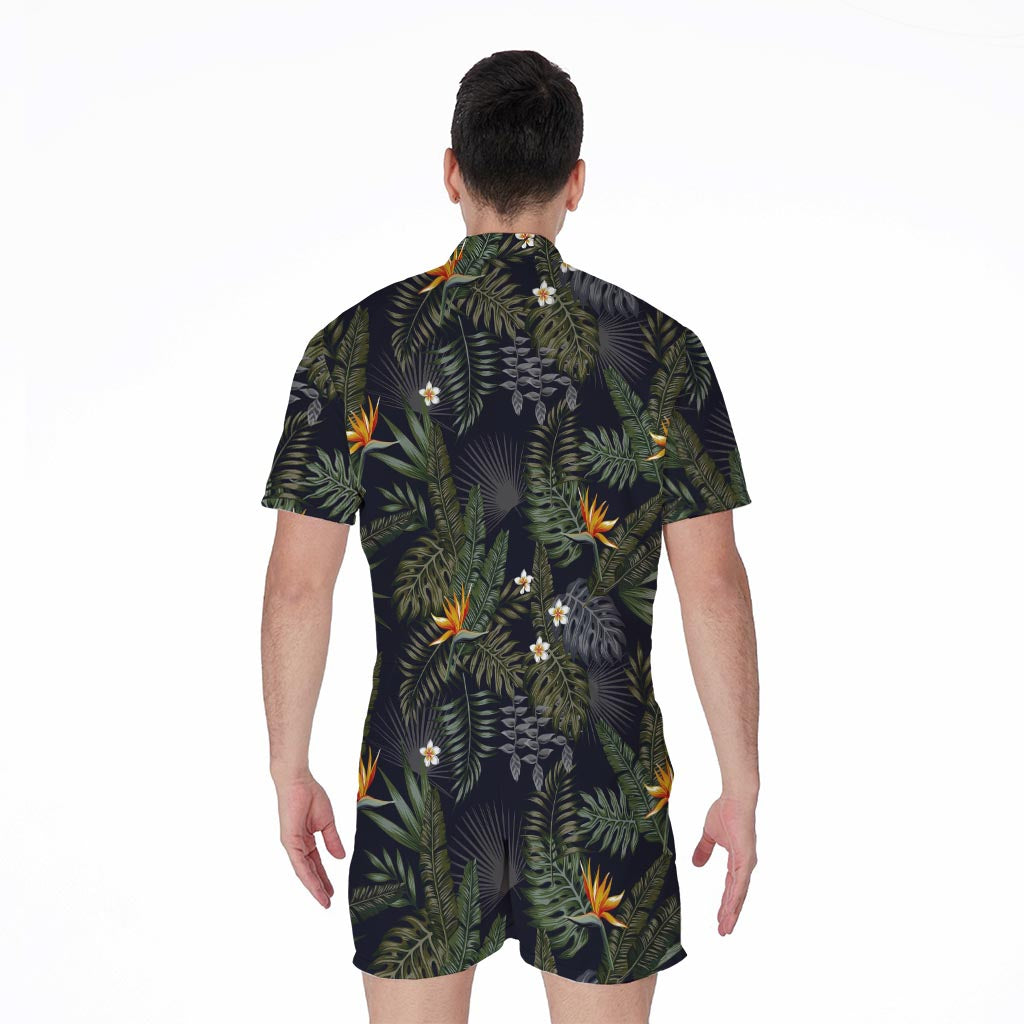 Night Tropical Hawaii Pattern Print Men's Rompers