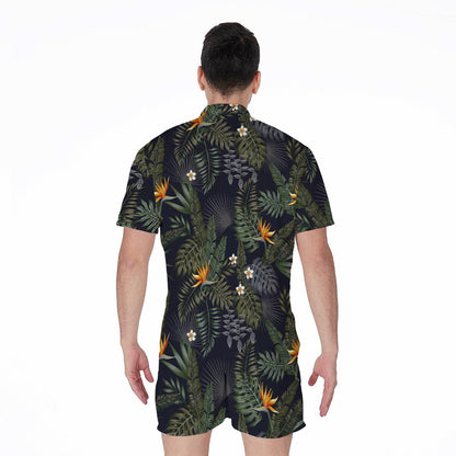 Night Tropical Hawaii Pattern Print Men's Rompers