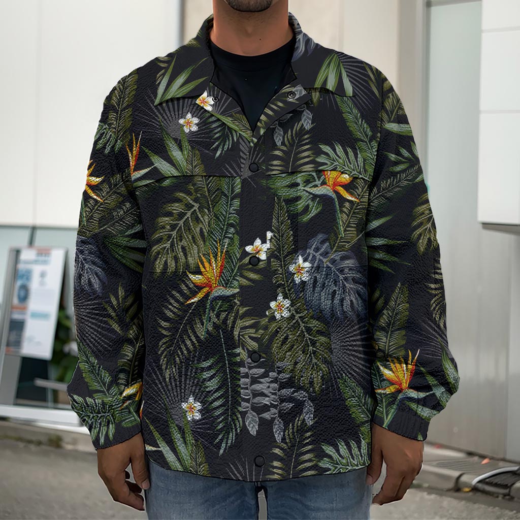Night Tropical Hawaii Pattern Print Men's Shirt Jacket