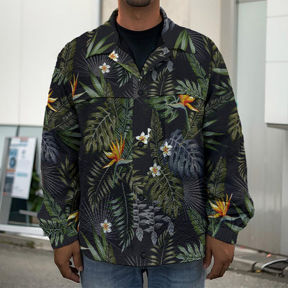 Night Tropical Hawaii Pattern Print Men's Shirt Jacket
