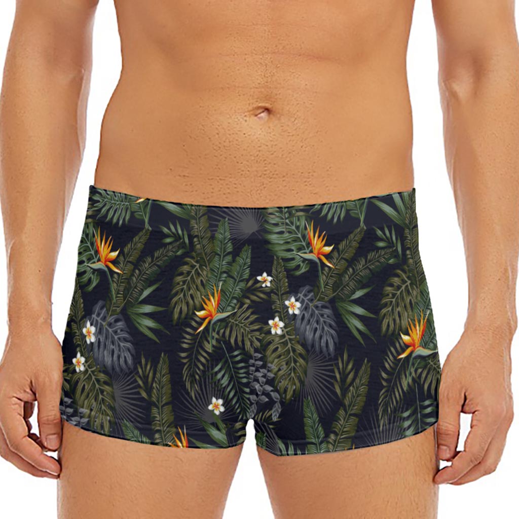 Night Tropical Hawaii Pattern Print Men's Short Boxer Briefs
