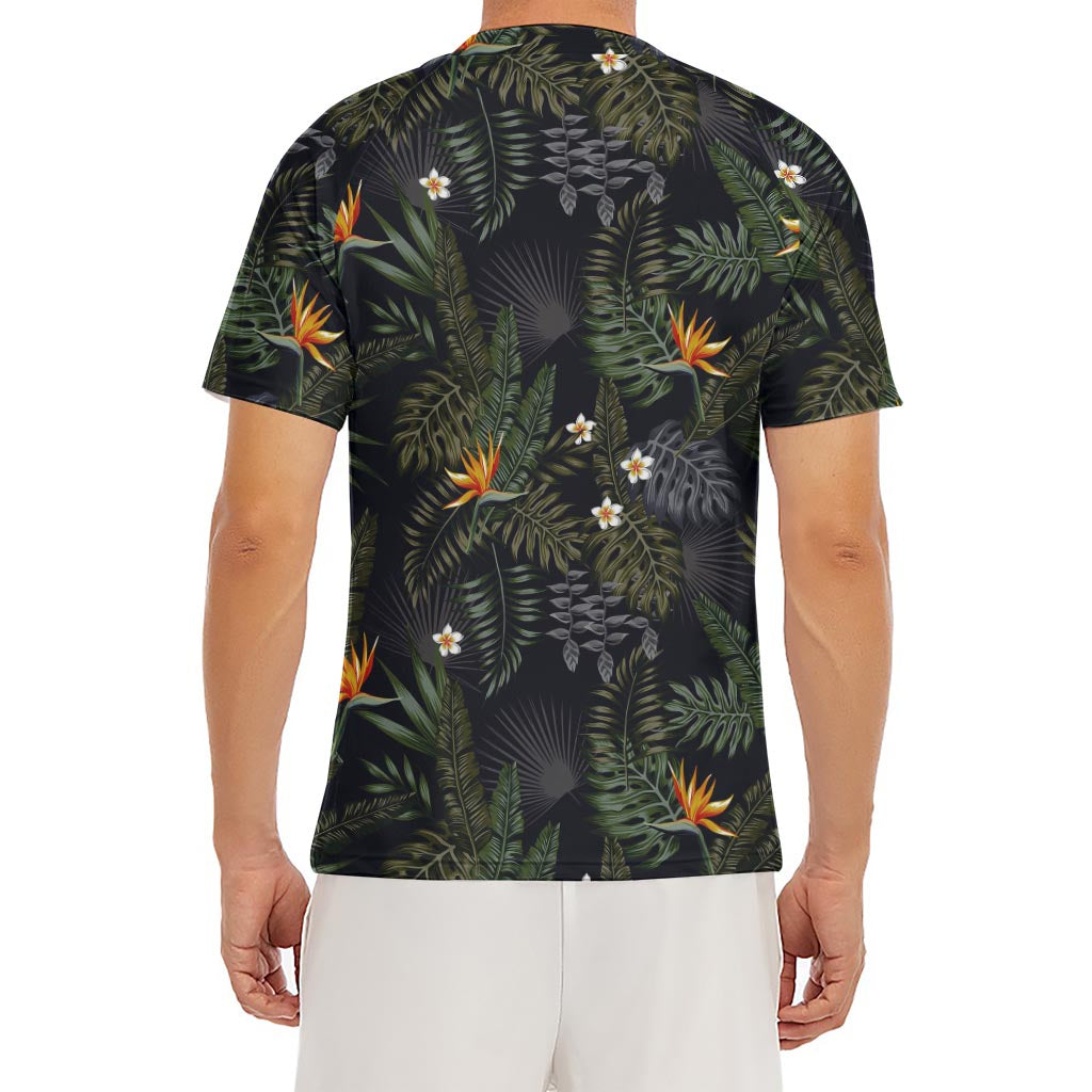Night Tropical Hawaii Pattern Print Men's Short Sleeve Rash Guard