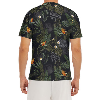 Night Tropical Hawaii Pattern Print Men's Short Sleeve Rash Guard