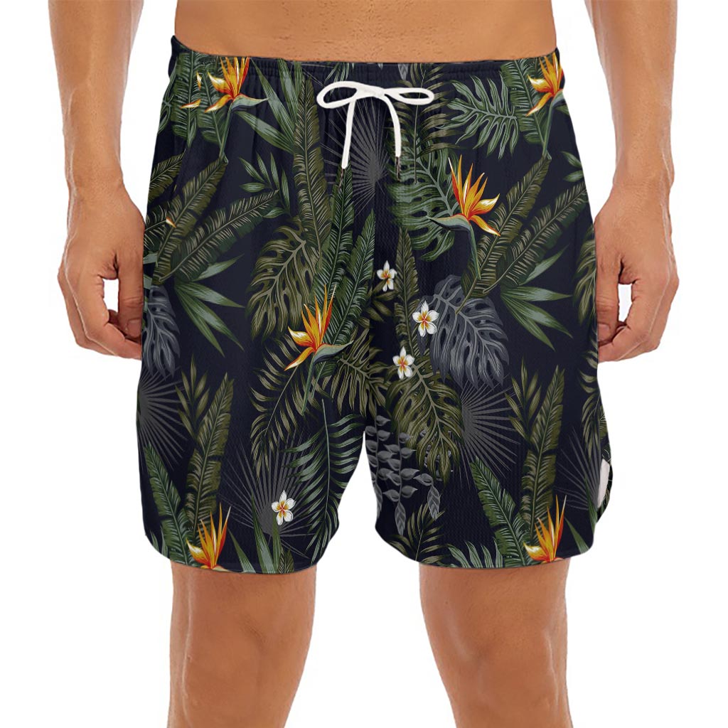 Night Tropical Hawaii Pattern Print Men's Split Running Shorts