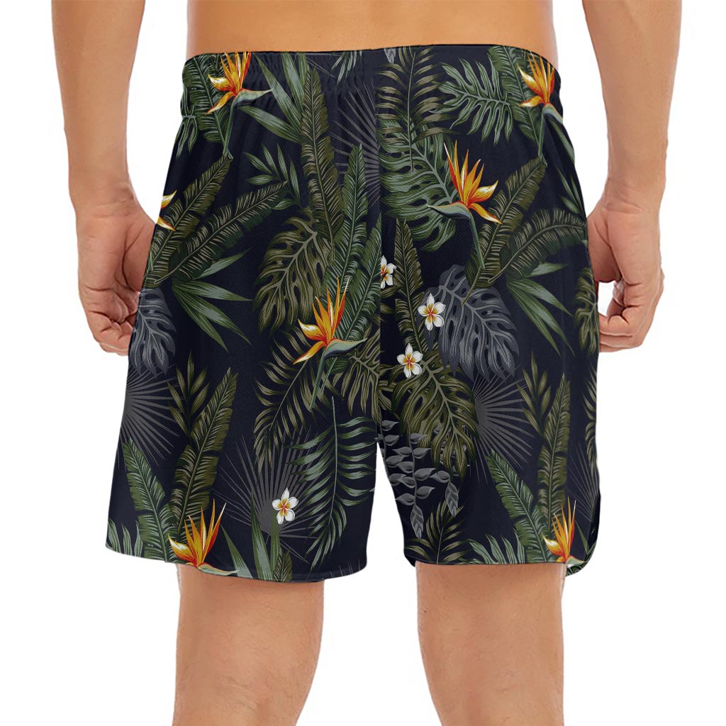 Night Tropical Hawaii Pattern Print Men's Split Running Shorts