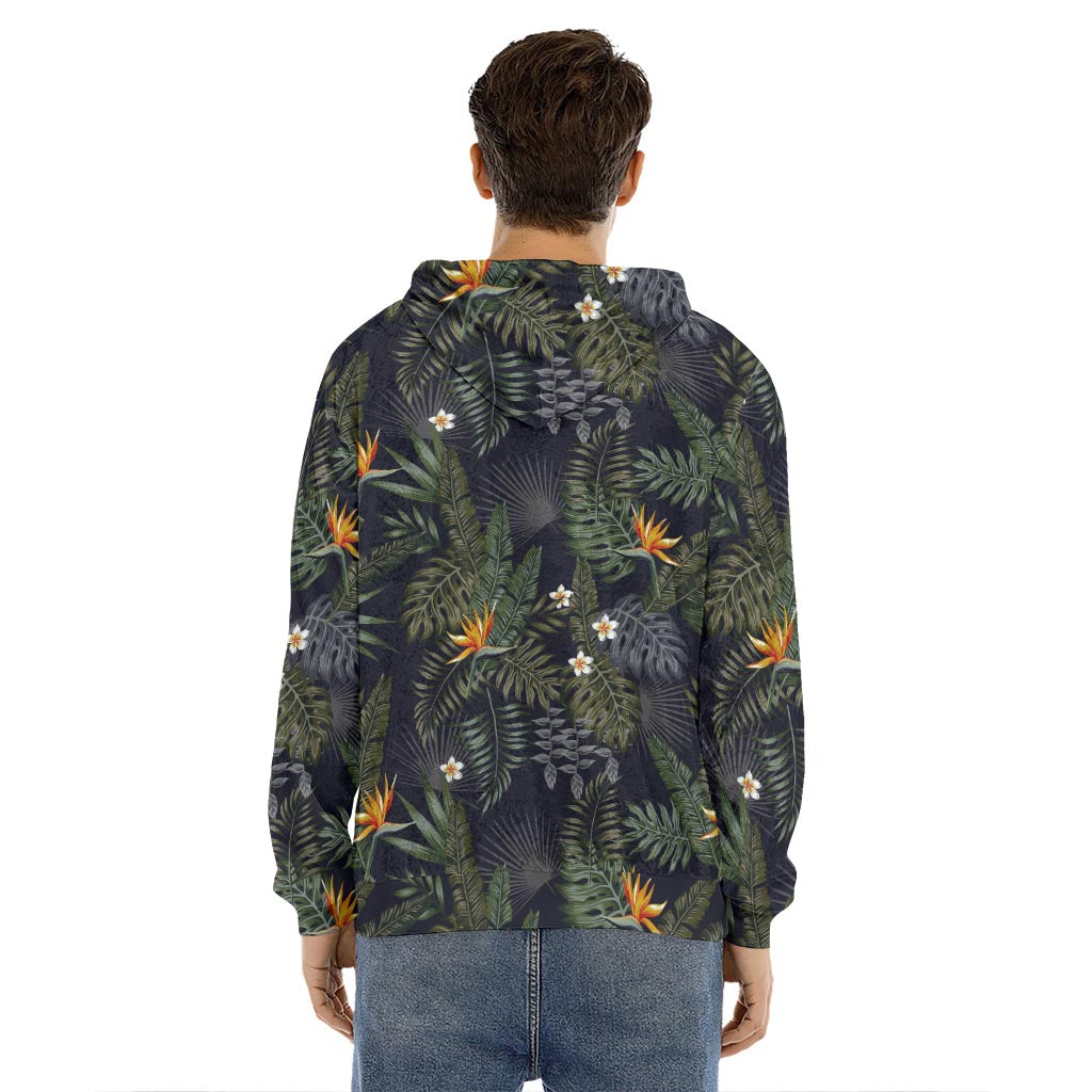 Night Tropical Hawaii Pattern Print Men's Velvet Pullover Hoodie