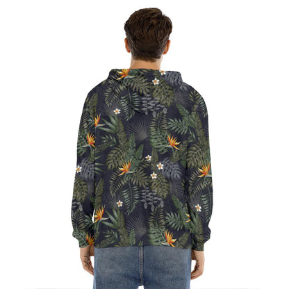Night Tropical Hawaii Pattern Print Men's Velvet Pullover Hoodie
