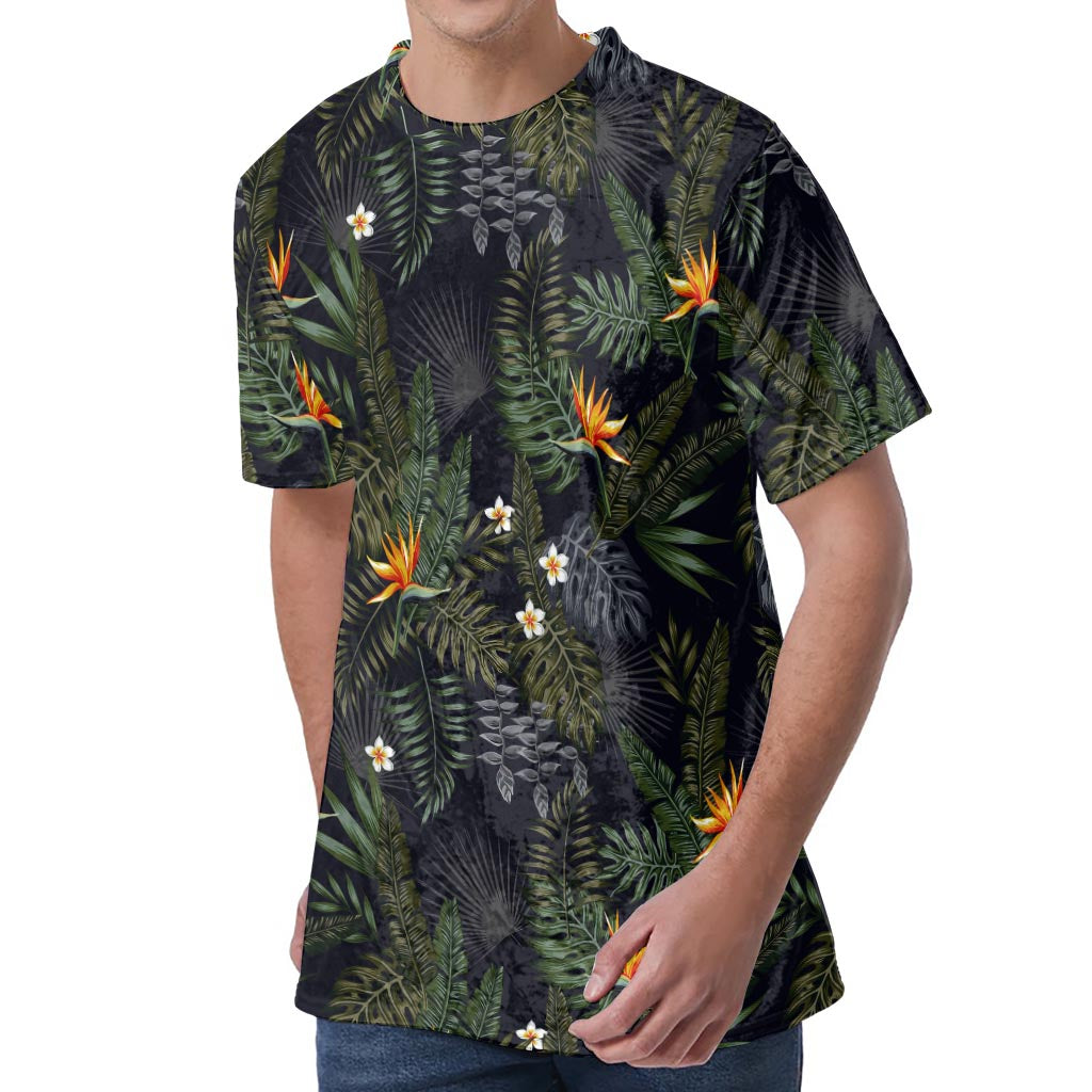 Night Tropical Hawaii Pattern Print Men's Velvet T-Shirt
