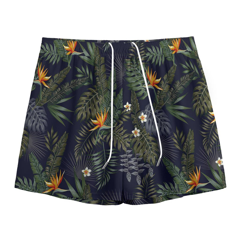 Night Tropical Hawaii Pattern Print Mesh Shorts