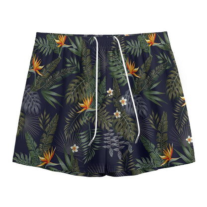 Night Tropical Hawaii Pattern Print Mesh Shorts