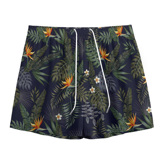 Night Tropical Hawaii Pattern Print Mesh Shorts