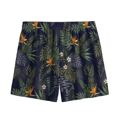 Night Tropical Hawaii Pattern Print Mesh Shorts