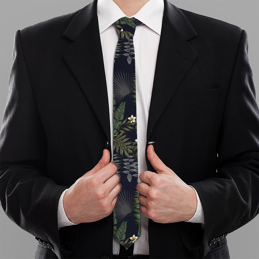 Night Tropical Hawaii Pattern Print Necktie