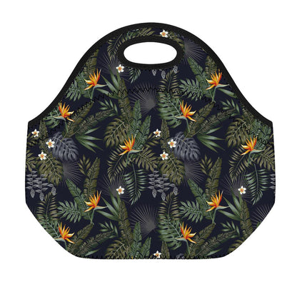 Night Tropical Hawaii Pattern Print Neoprene Lunch Bag