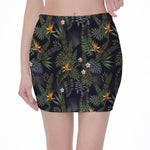 Night Tropical Hawaii Pattern Print Pencil Mini Skirt