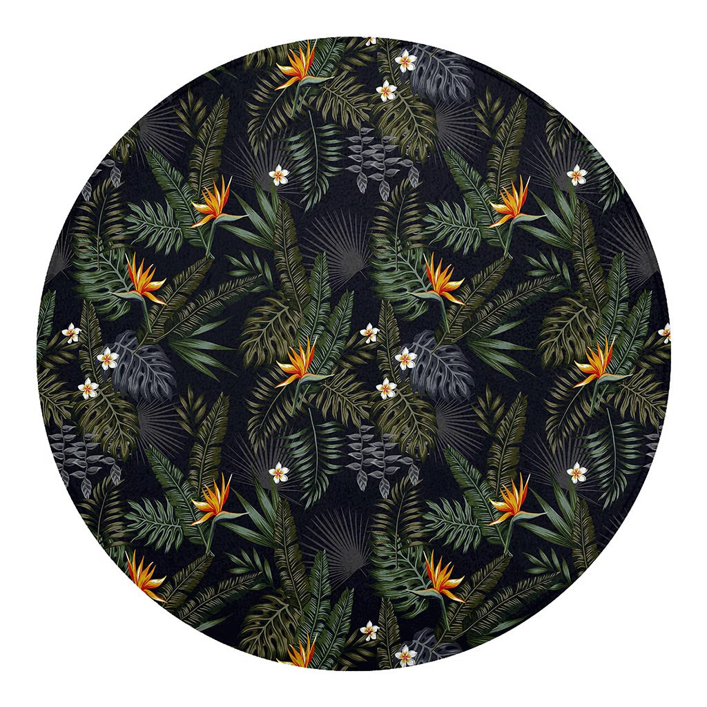 Night Tropical Hawaii Pattern Print Round Blanket