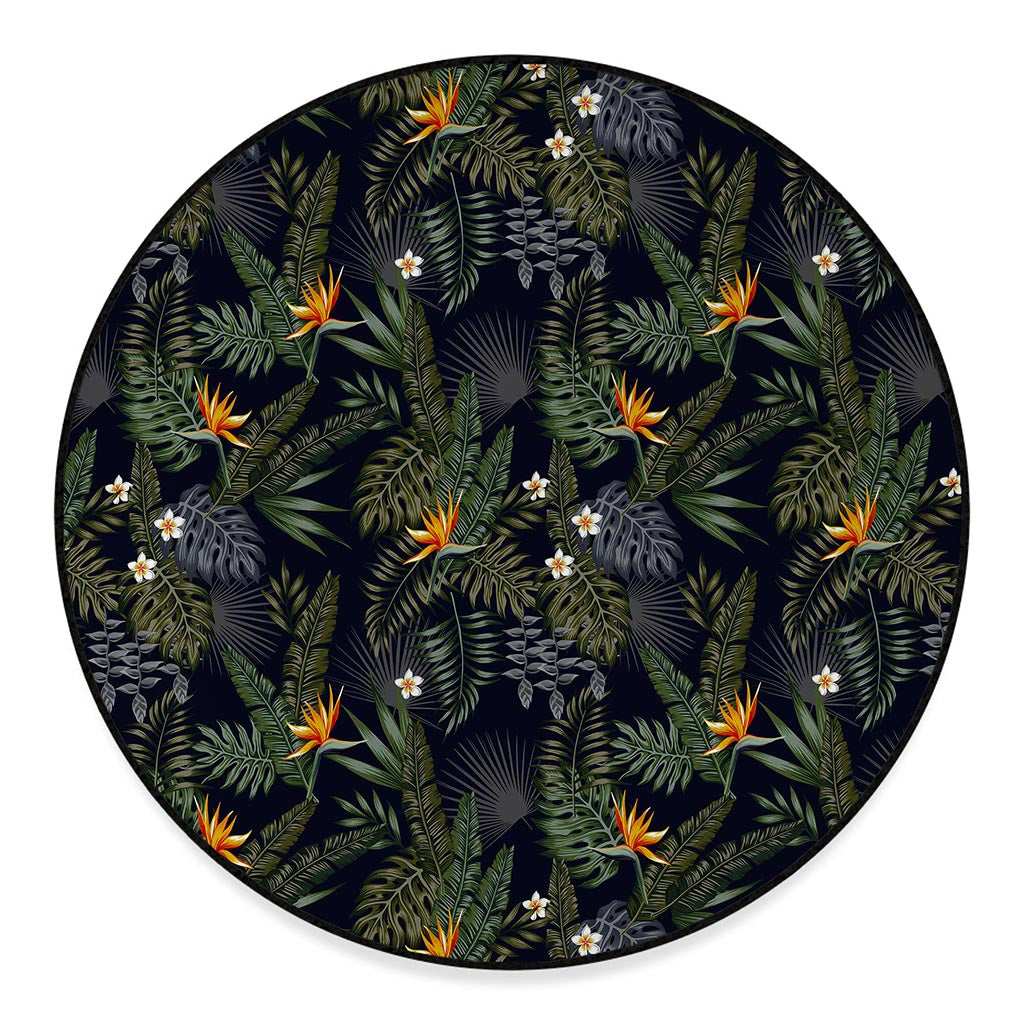 Night Tropical Hawaii Pattern Print Round Floor Mat