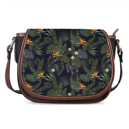 Night Tropical Hawaii Pattern Print Saddle Bag
