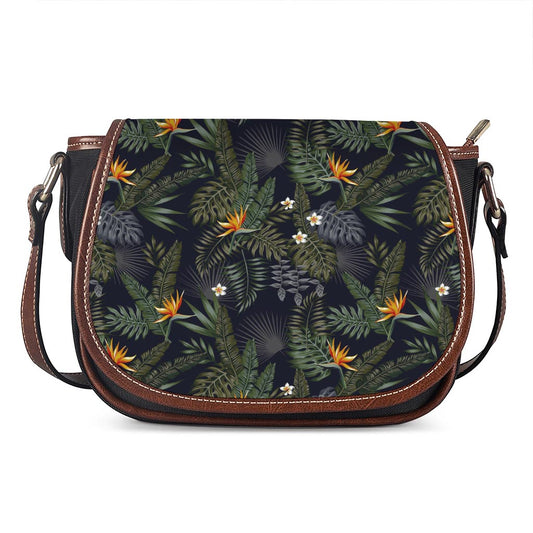 Night Tropical Hawaii Pattern Print Saddle Bag