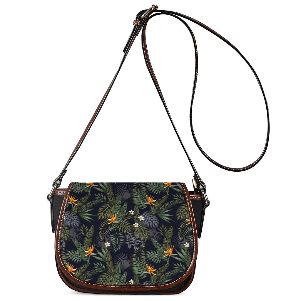 Night Tropical Hawaii Pattern Print Saddle Bag