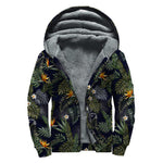 Night Tropical Hawaii Pattern Print Sherpa Lined Zip Up Hoodie