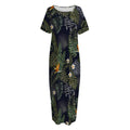 Night Tropical Hawaii Pattern Print Short Sleeve Long Nightdress
