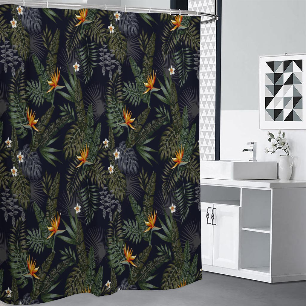 Night Tropical Hawaii Pattern Print Shower Curtain