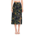 Night Tropical Hawaii Pattern Print Side Slit Midi Skirt