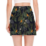 Night Tropical Hawaii Pattern Print Side Slit Mini Skirt