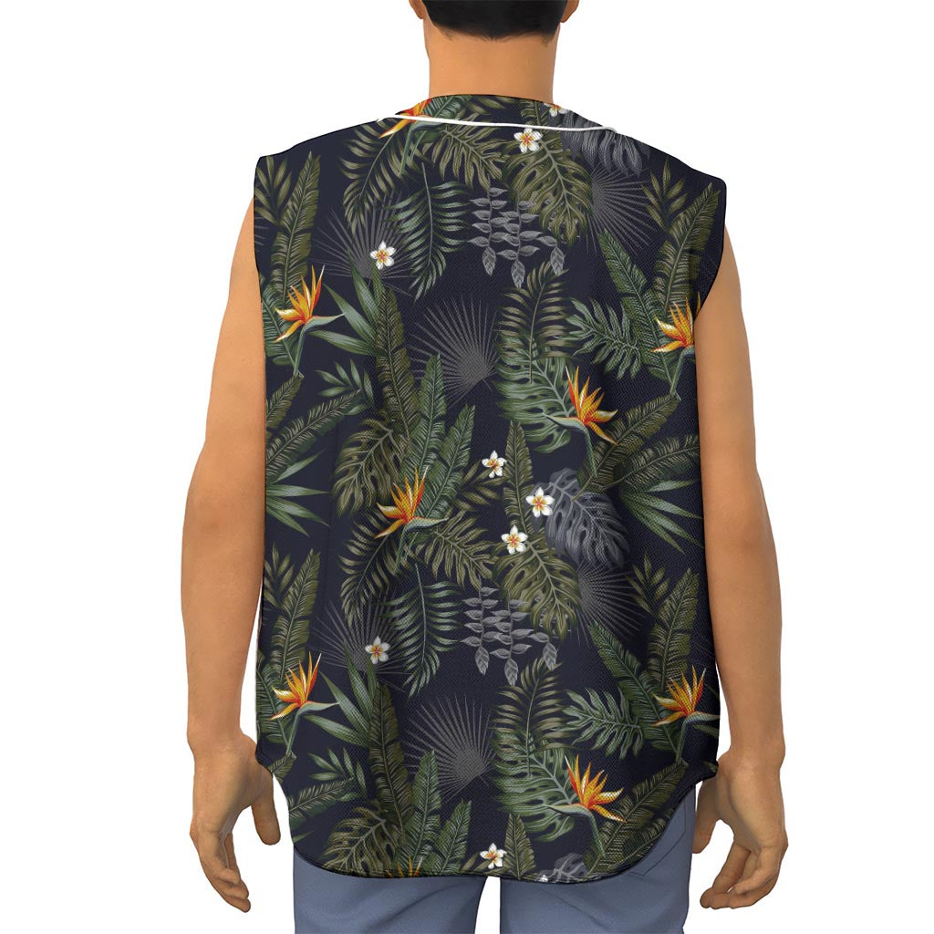 Night Tropical Hawaii Pattern Print Sleeveless Baseball Jersey