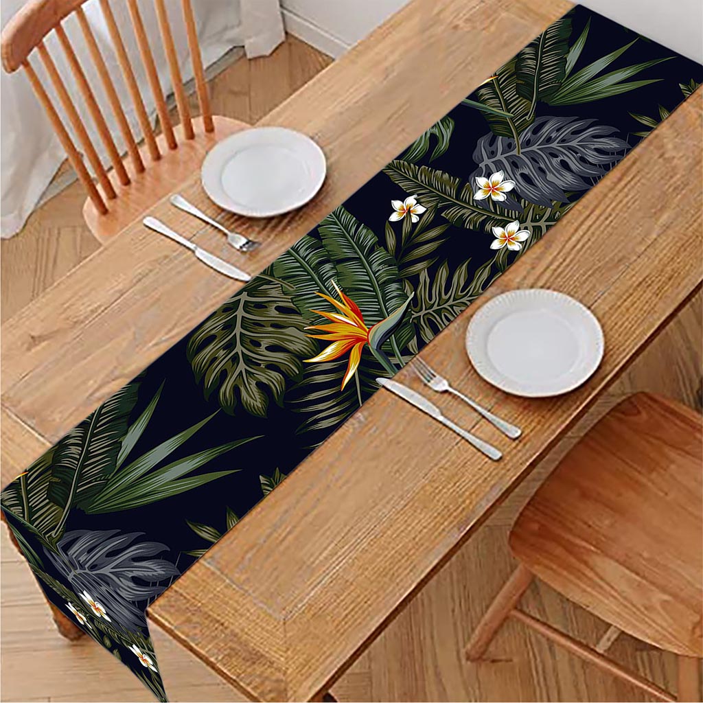 Night Tropical Hawaii Pattern Print Table Runner
