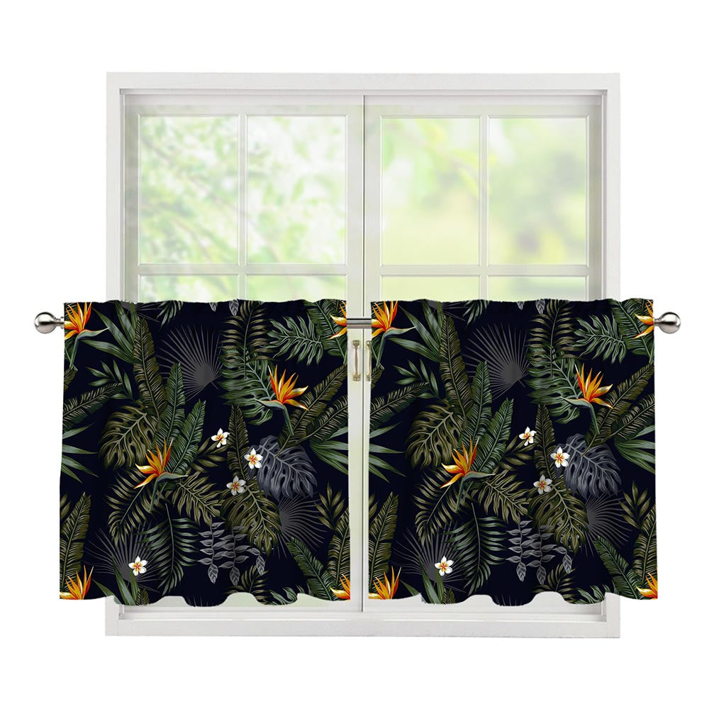 Night Tropical Hawaii Pattern Print Tier Curtains