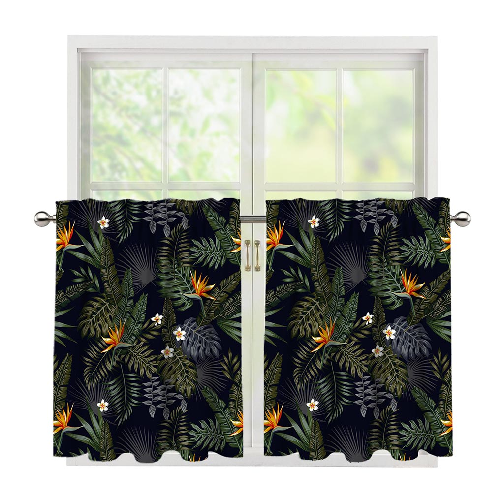 Night Tropical Hawaii Pattern Print Tier Curtains