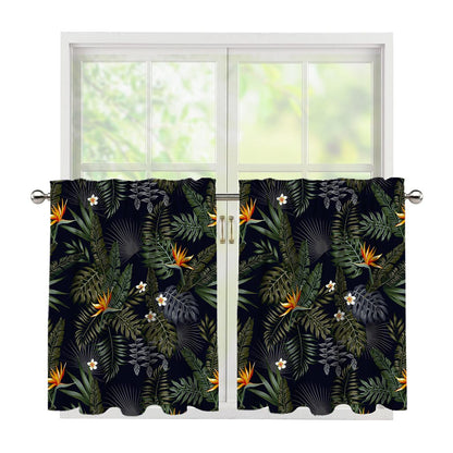 Night Tropical Hawaii Pattern Print Tier Curtains