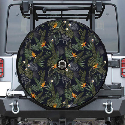 Night Tropical Hawaii Pattern Print Tire Cover With Camera Hole