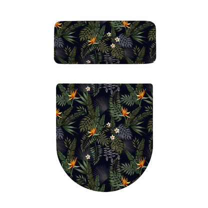 Night Tropical Hawaii Pattern Print Toilet Lid And Tank Cover Set