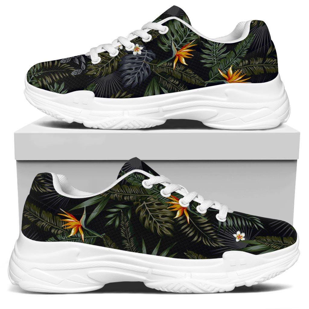 Night Tropical Hawaii Pattern Print White Chunky Shoes