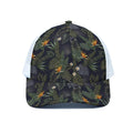Night Tropical Hawaii Pattern Print White Mesh Trucker Hat
