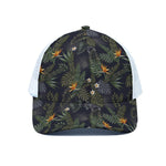 Night Tropical Hawaii Pattern Print White Mesh Trucker Cap