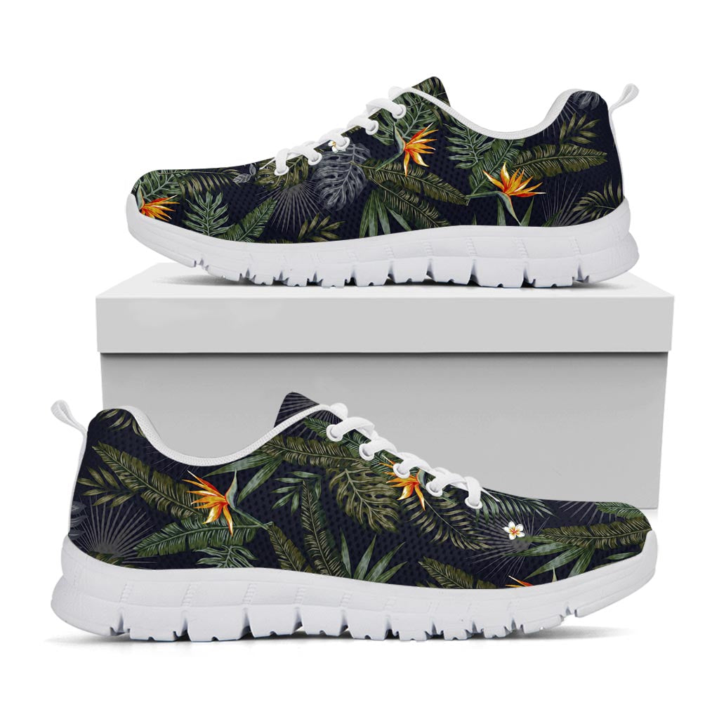 Night Tropical Hawaii Pattern Print White Running Shoes