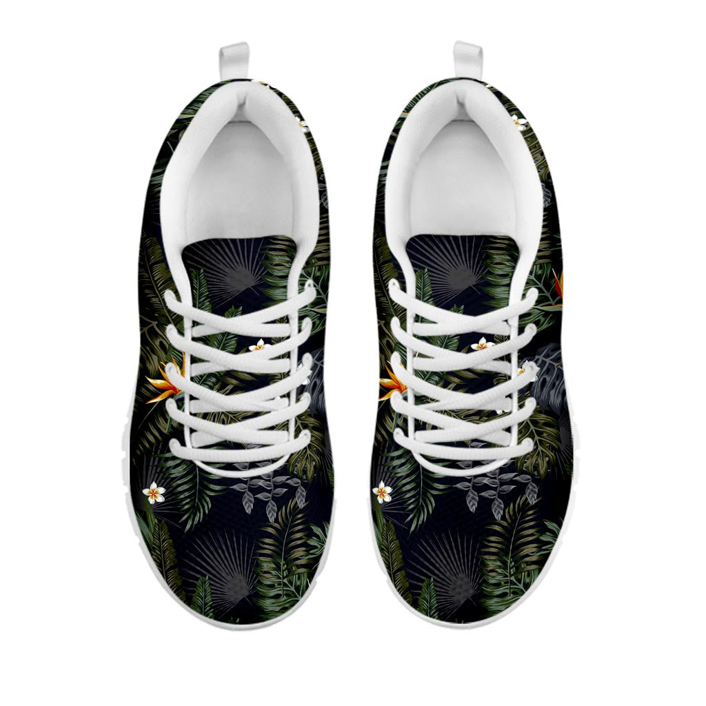 Night Tropical Hawaii Pattern Print White Running Shoes